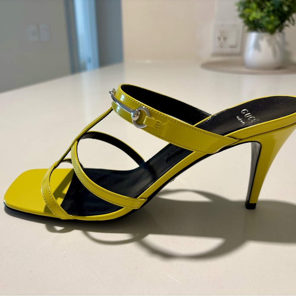 Gucci Yellow Women's Slim Horsebit Slide Sandals | Size: 39 Brand New $920 - Picture 11 of 15